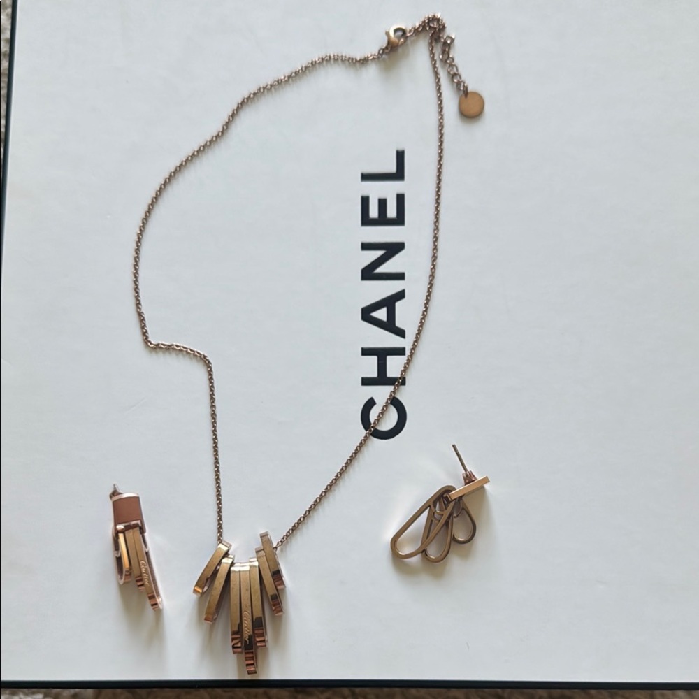 Cartier Rose Gold Necklace and Earrings Set